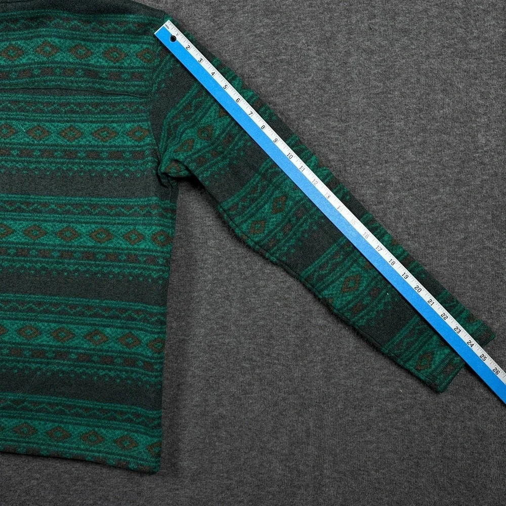 The North Face Sweater Mens Medium Green Aztec Tribal 1/4 Zip Fleece Pullover